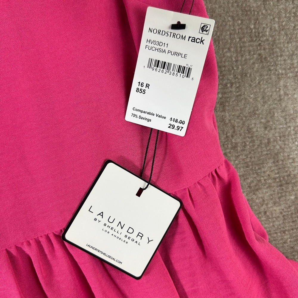Laundry‎ by Shelli Segal A Line Dress Womens 16 Fuchsia Purple Tiered Sleeveless - Picture 8 of 12